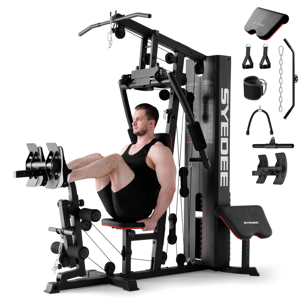 Transform Your Fitness Journey with the Ultimate Home Gym Station - 150LBS Weight Stack for All-Body Training!