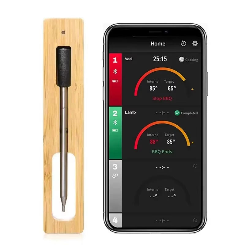 Revolutionize Your Grilling Experience with the Wireless Bluetooth BBQ Probe Thermometer - Perfect for Accurate Kitchen & Barbecue Cooking!