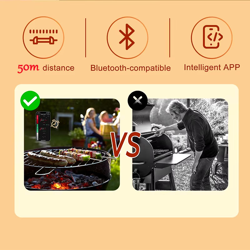 Revolutionize Your Grilling Experience with the Wireless Bluetooth BBQ Probe Thermometer - Perfect for Accurate Kitchen & Barbecue Cooking!