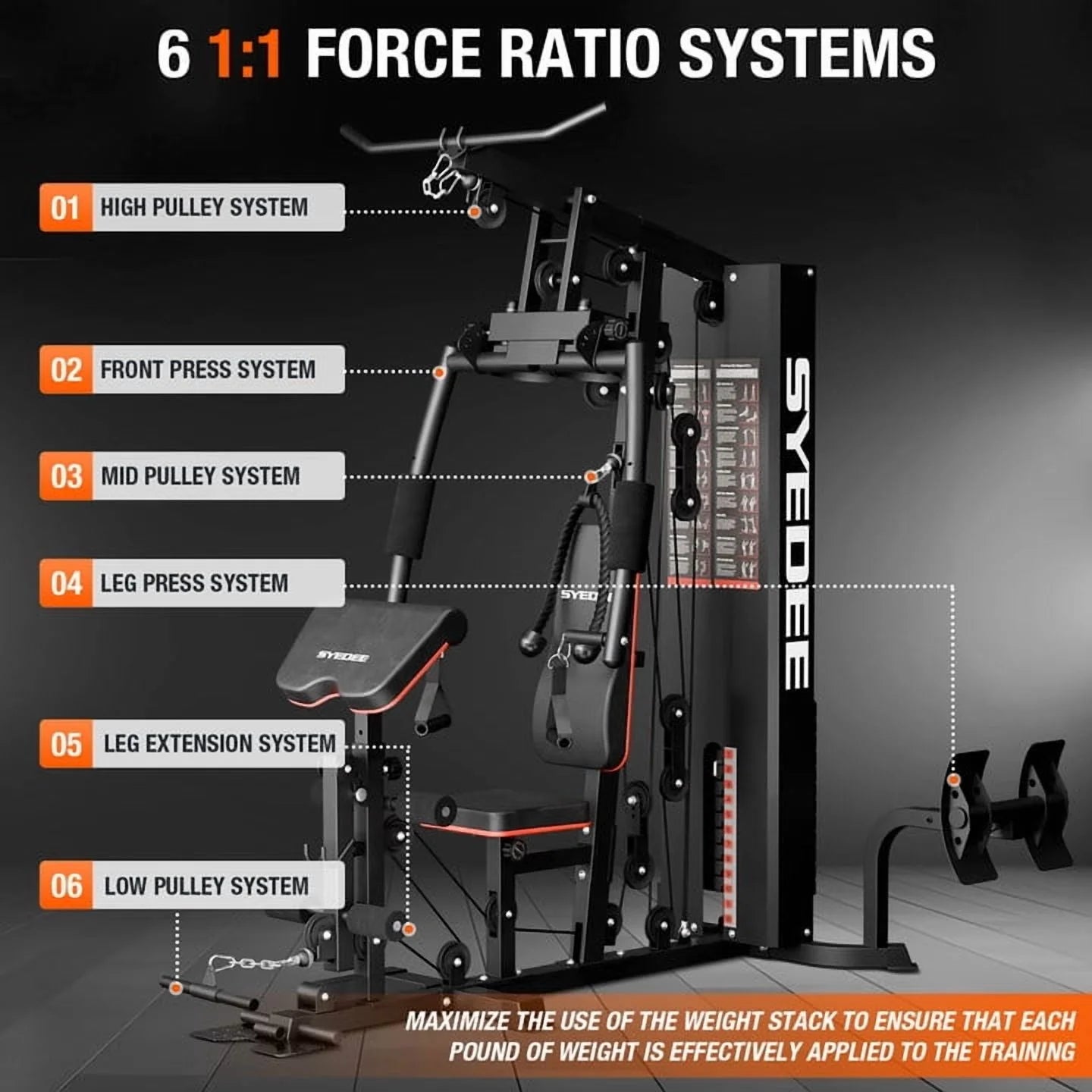 Transform Your Fitness Journey with the Ultimate Home Gym Station - 150LBS Weight Stack for All-Body Training!