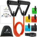 Ultimate Single Stackable Resistance Bands Set with Door Anchor and Exercise Guide - Heavy Duty Fitness Tubes for Total Body Workouts, 8-12 LB Resistance