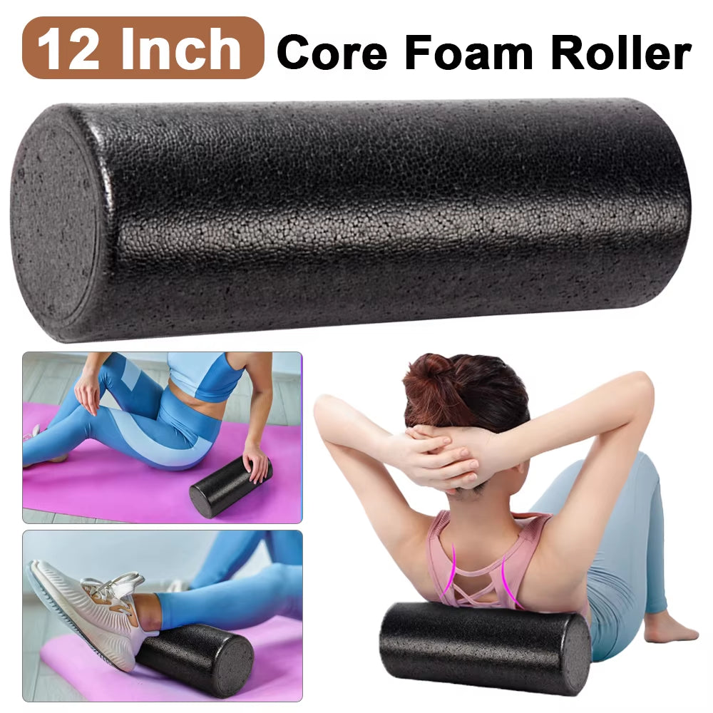 High Density 12 Inch Foam Roller - Ultimate Solid Core Massage Roller for Back and Legs, Perfect for Yoga and Pilates Workouts