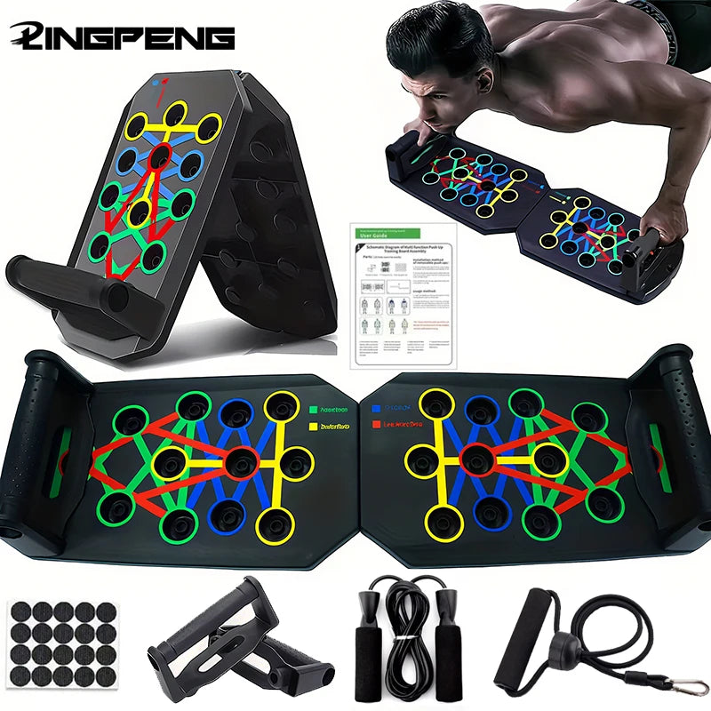 Transform Your Workout with the Portable Multifunctional Push-Up Board Set – Foldable Fitness Equipment for Ultimate Chest, Abdomen, Arms, and Back Training